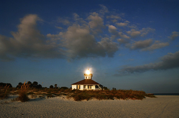Boca Grande lighthouse sunset reflection 001